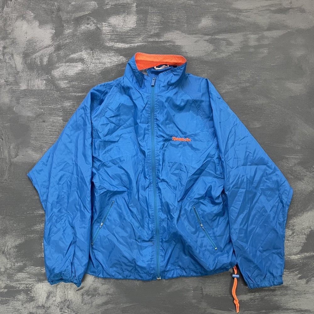 Vintage Reebok windbreaker jacket mens medium blue 1990s